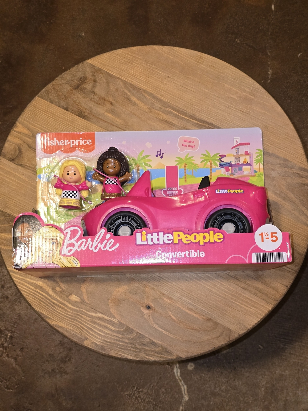 Fisher-Price Little People Barbie Pink Convertible Playset w/ 2 Figures NIB